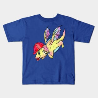 Cute Flying Dragon in a Baseball Cap Kids T-Shirt